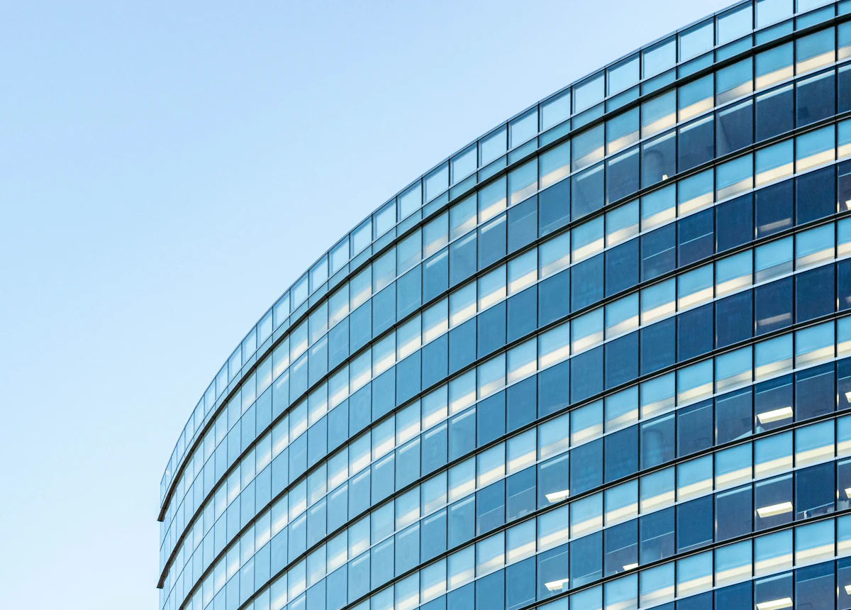 Glass façade of a corporate building